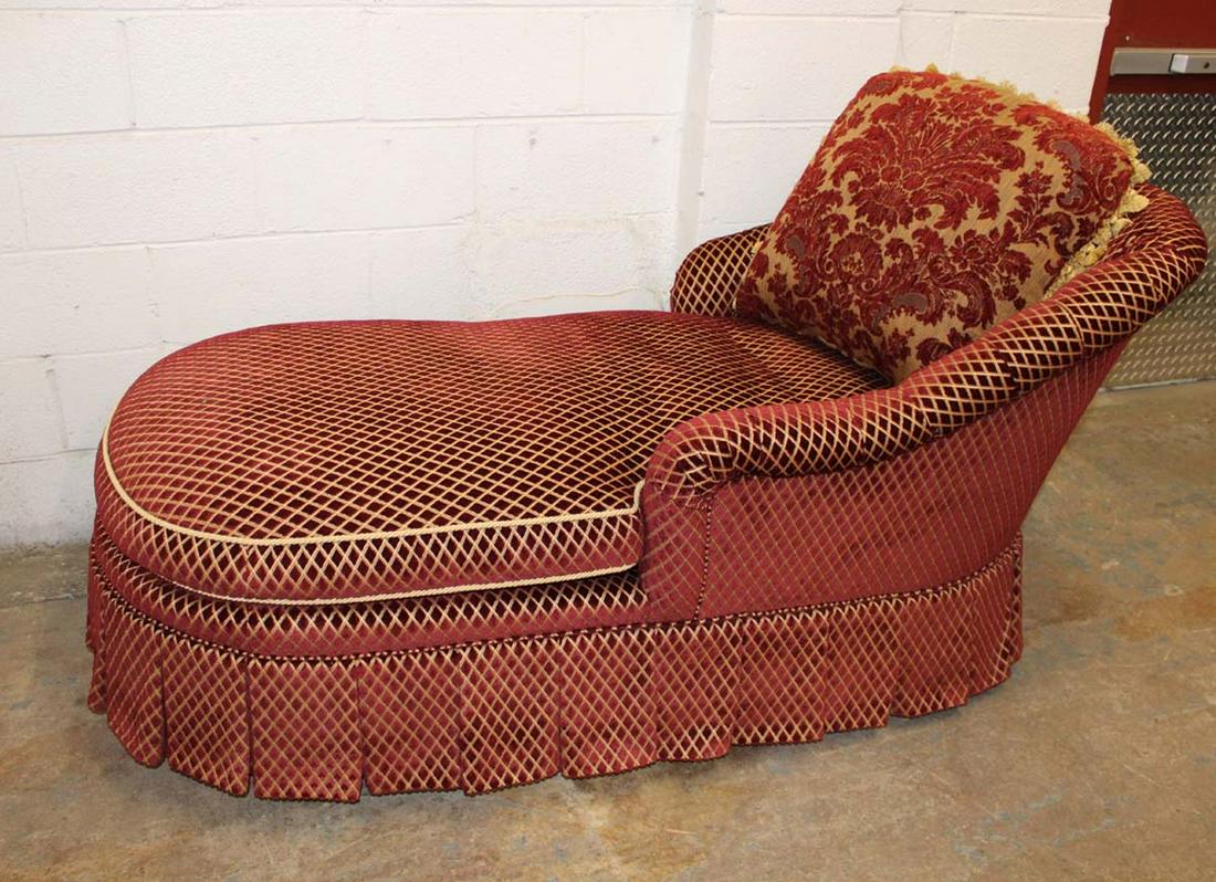 Henredon decorator upholstered chaise lounge: Henredon decorator upholstered chaise lounge approx. 68" w x 30" d x 34" h seat height 19"