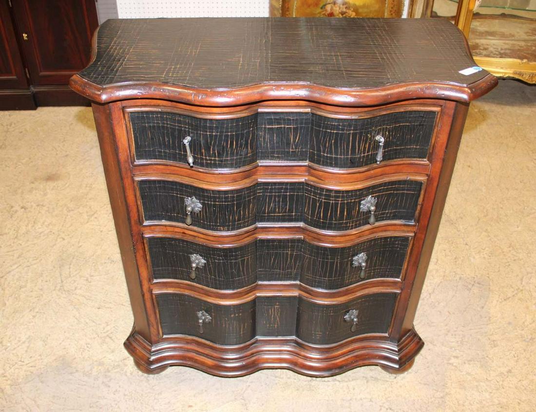 Ethan Allen, William and Mary Style, 4 drawer mahogany decorator chest in the faux leather finish (1 of 6)