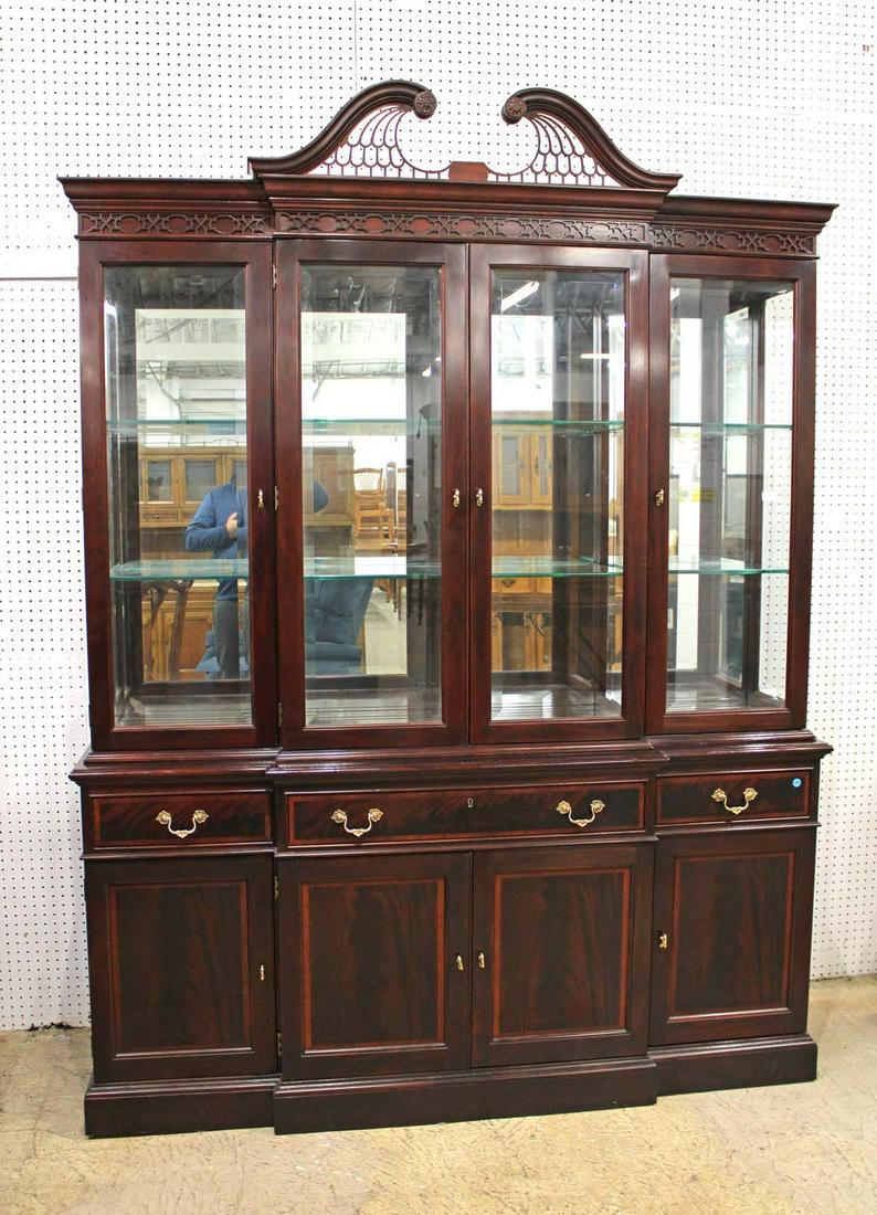 Stickley burl mahogany 2pc 4 door china with finished buffet top (1 of 6)