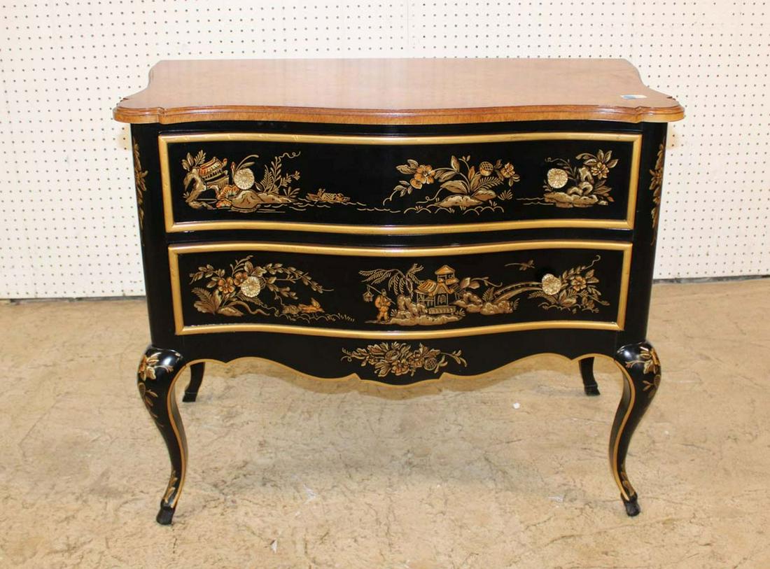 Drexel Asian inspired chinoiserie 2 drawer paint decorated low boy chest (1 of 6)