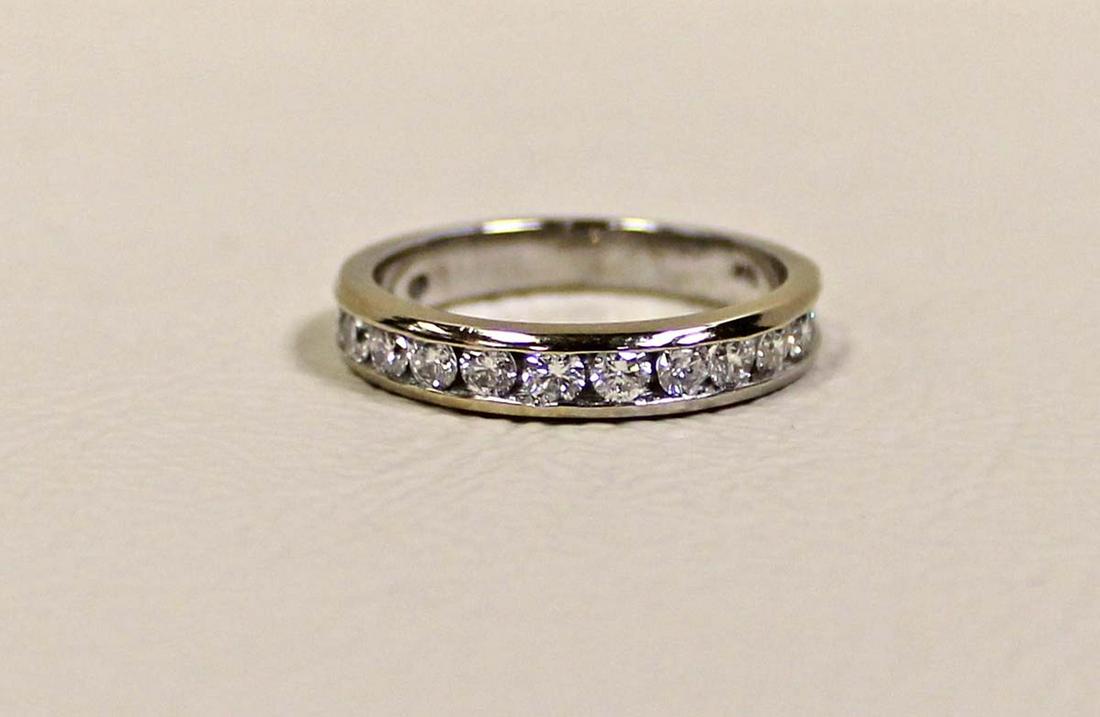 14K white gold and diamond wedding band ring (1 of 5)