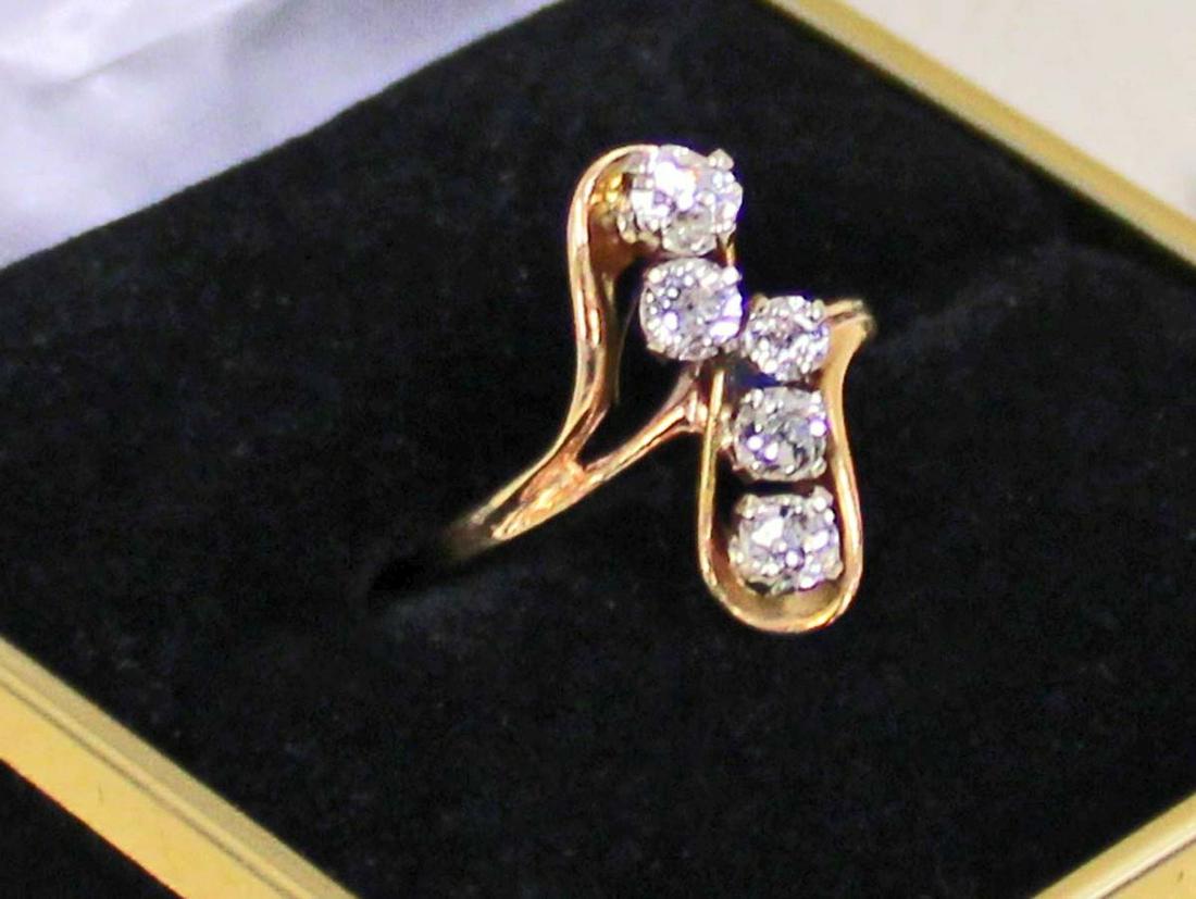 Semi antique 14K yellow gold and diamond ring (1 of 7)
