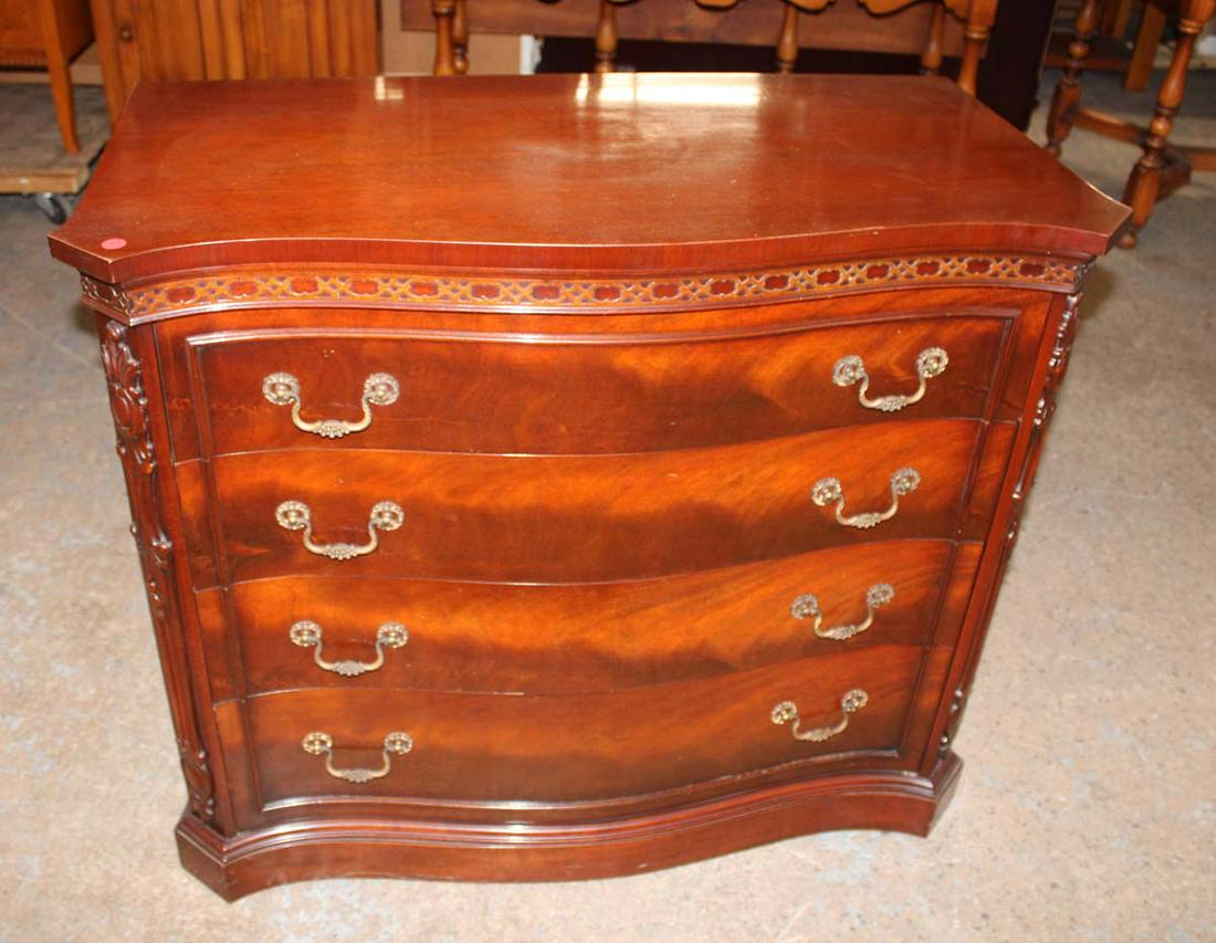 Vintage burl mahogany Chippendale style server by John Stewart (1 of 3)