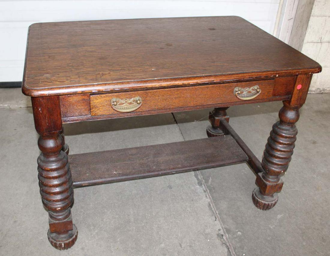 Antique quartersawn oak 1 drawer library desk (1 of 4)