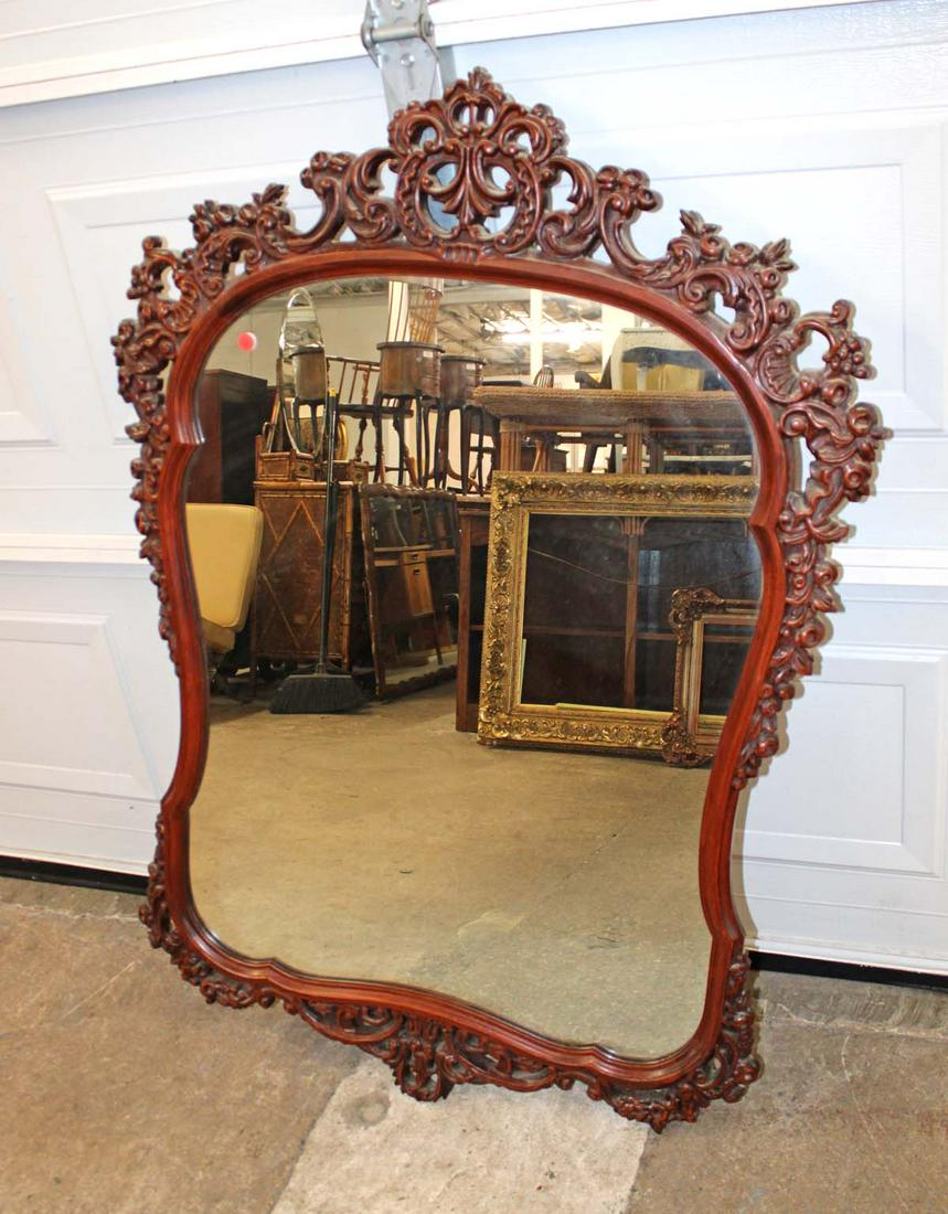 Vintage highly carved and ornate mahogany decorator mirror (1 of 3)