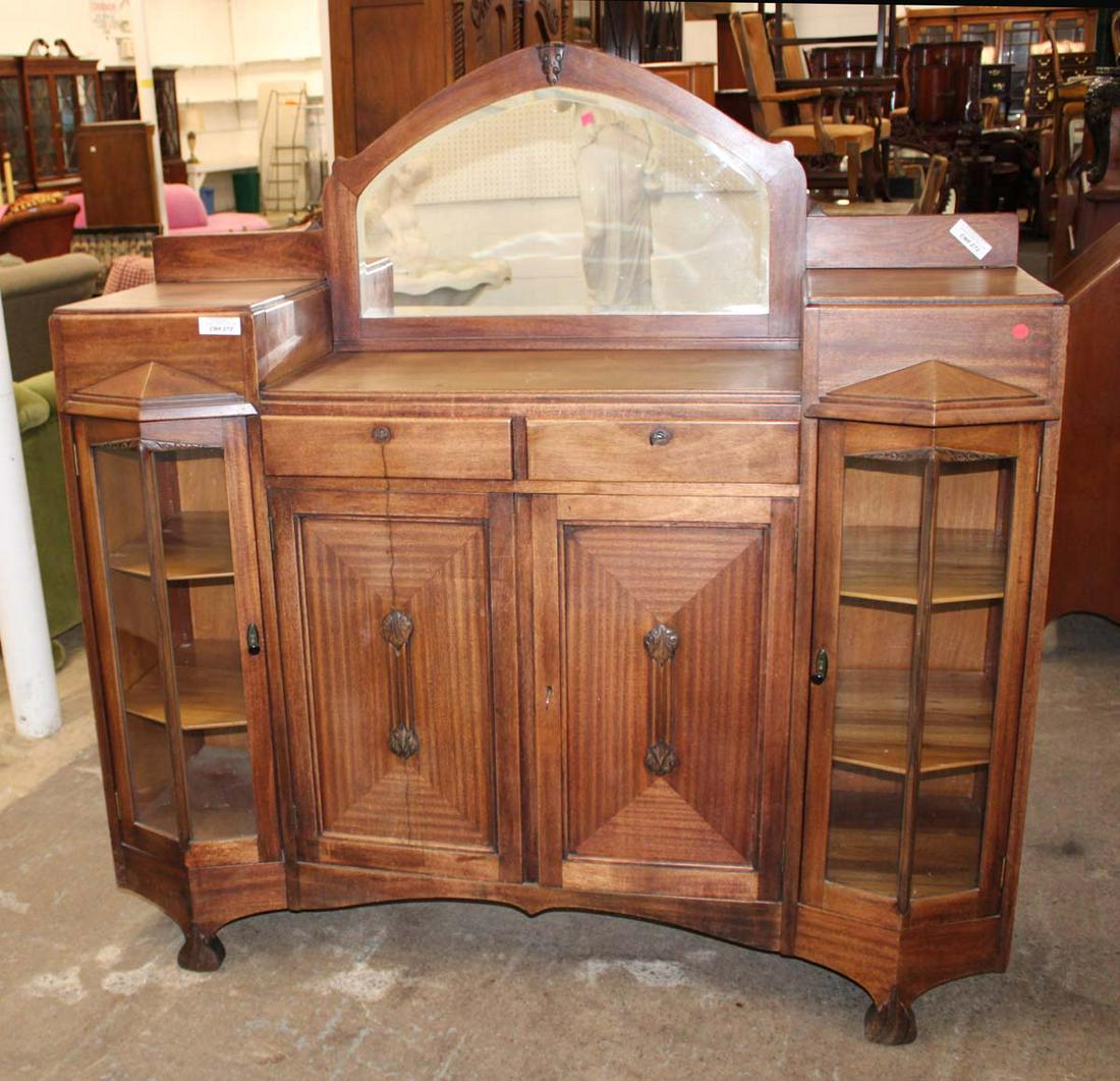Antique Continental mahogany curio buffet (1 of 5)
