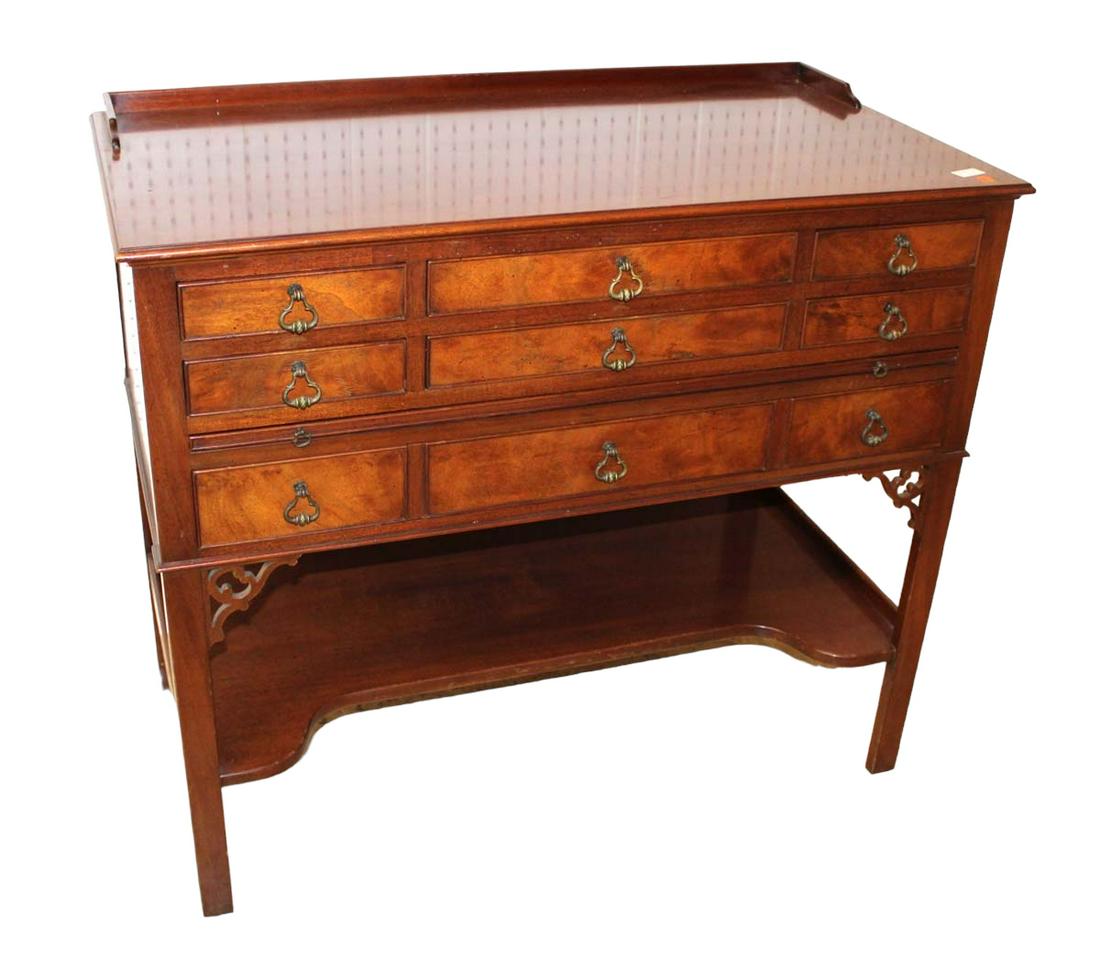 Vintage Beacon Hill solid mahogany 7 drawer silver chest with burl walnut drawer fronts (1 of 6)