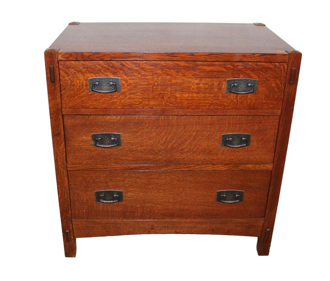Stickley mission oak 3 drawer bachelor chest in good condition (1 of 7)