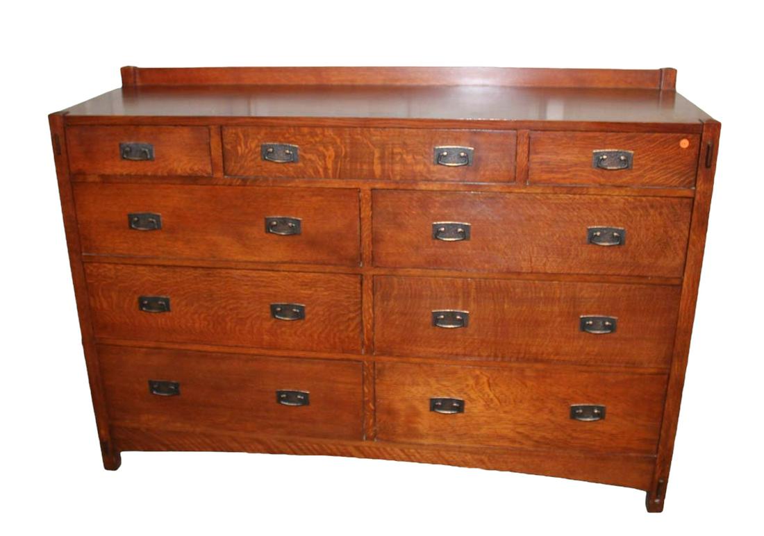 Stickley mission oak 9 drawer low chest in good condition (1 of 7)