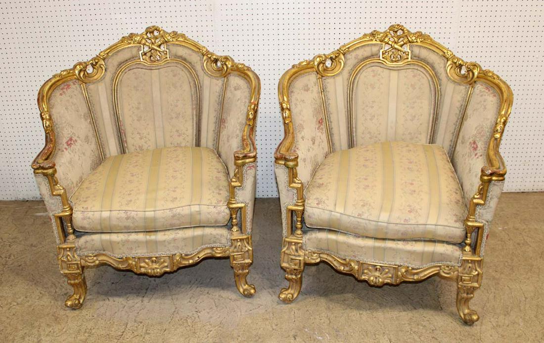 Pair of French style gold gilt frame parlor chairs (1 of 4)