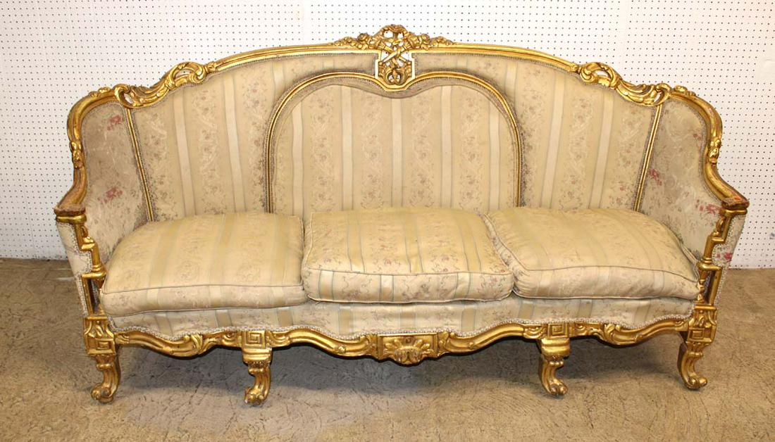 French style gold gilt frame parlor sofa (1 of 5)