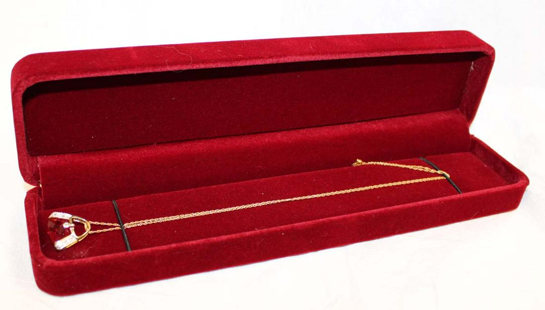 Nice Ruby and diamond 10K yellow gold purse necklace approx. 16" (1 of 3)