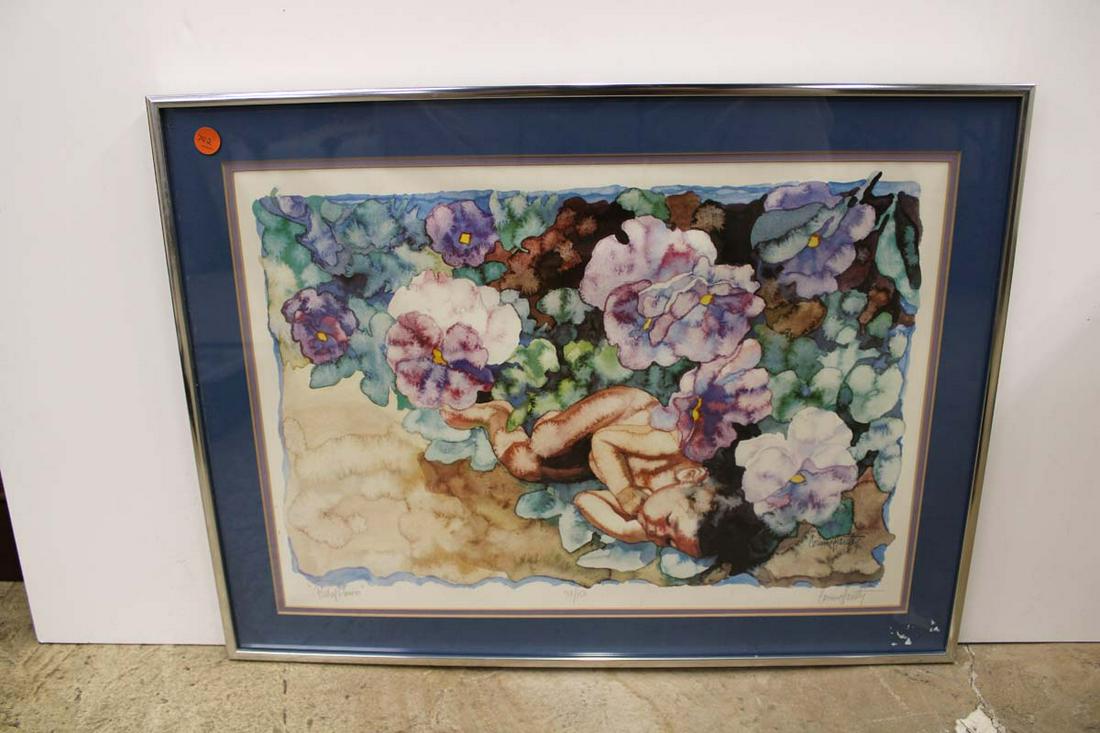 Signed and Limited print "Bed of Pansies" Hartley, Corinne approx. 24" w x 18" h (1 of 4)