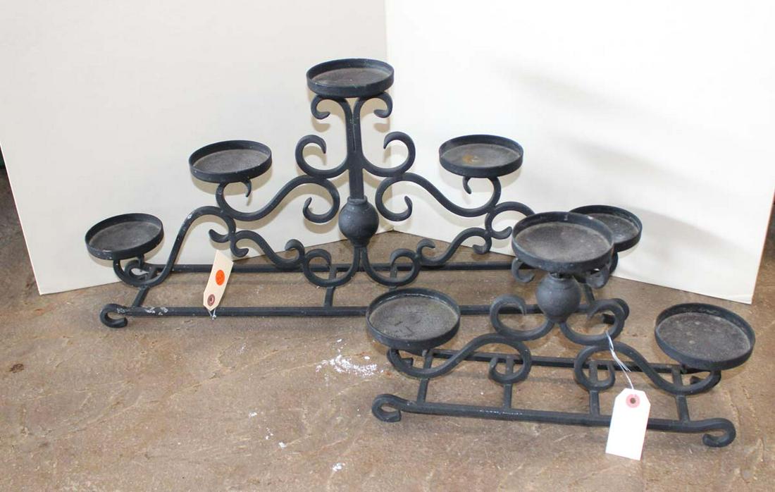 Pair of iron decorator candle stands, 3 and 5 burner (1 of 2)