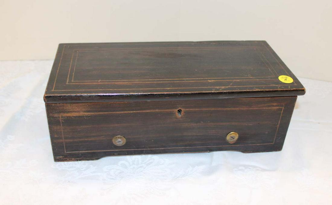 Antique rosewood with inlay single comb Swiss music box, is Working (1 of 6)