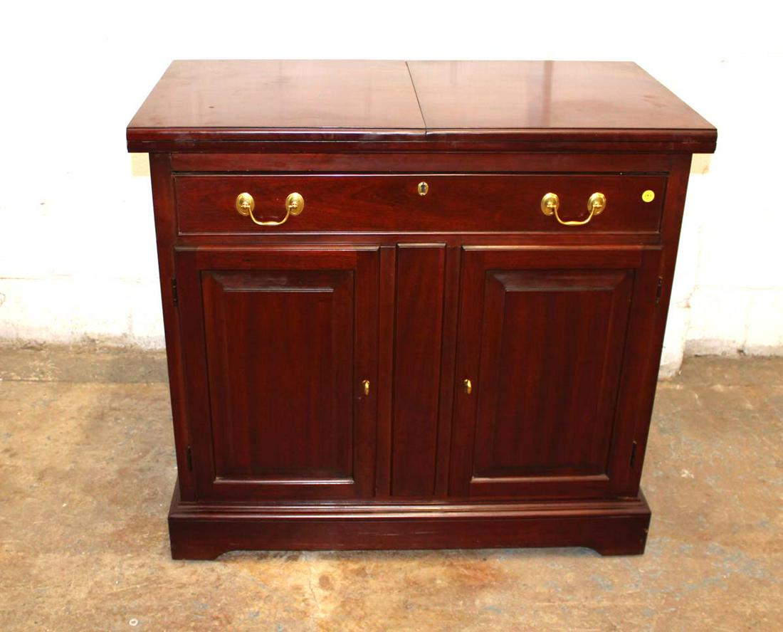 Harden Solid cherry flip top 1 drawer 2 door server approx. 36" w x 19" d x 34" h opens to 72" w (1 of 4)