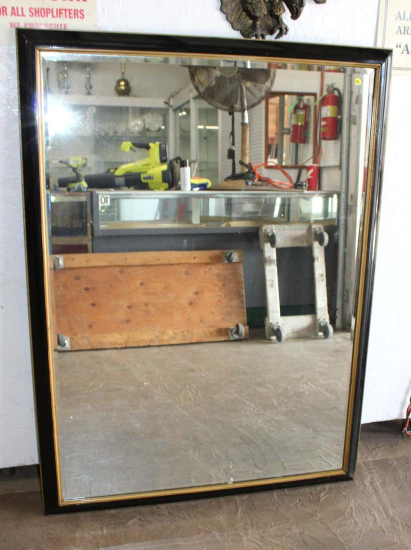 Black frame bevel glass gold trim decorator mirror approx. 43" w x 57" h (1 of 3)