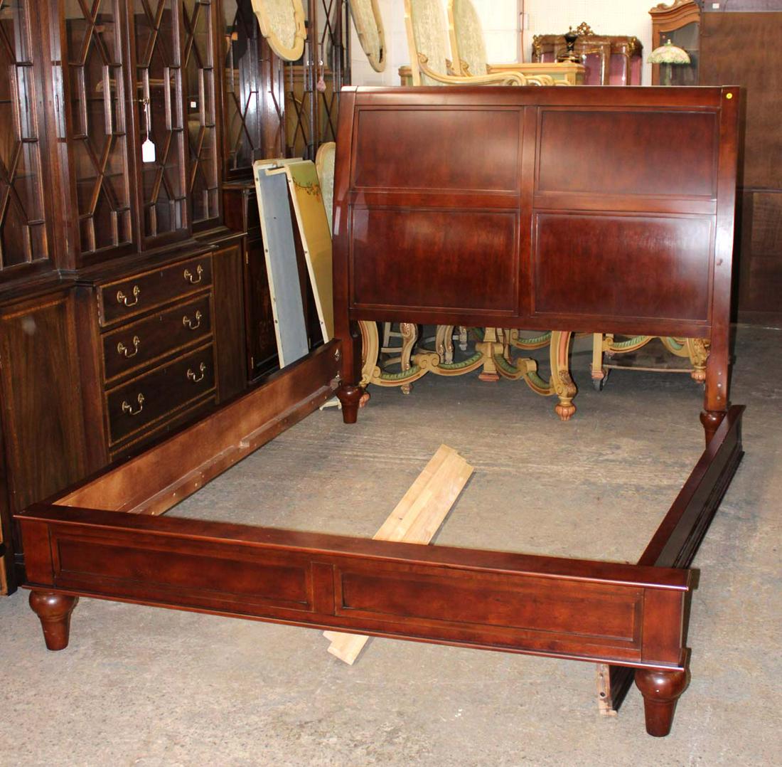 Queen size cherry finish  bed approx. 64" w x 94" d x 57" h (1 of 4)