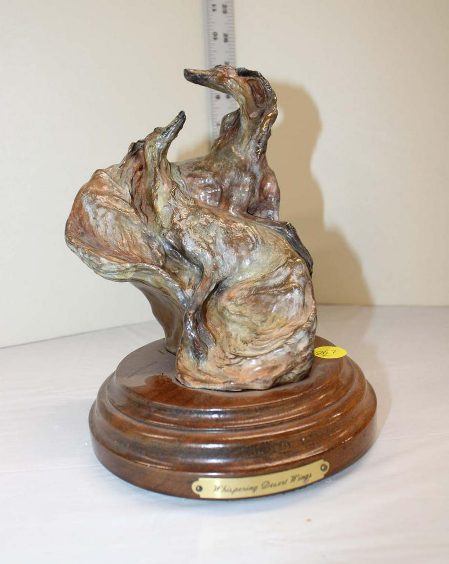 "Whispering Desert Wings" modern bronze statue of whippet dog on walnut base, by Hedges 9/25 (1 of 4)