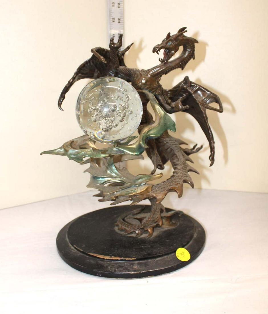 "The Dragon of Power Crystal Ball" bronze by Julie Bell, Franklin Mint, approx. 9"d x 12"h (1 of 5)
