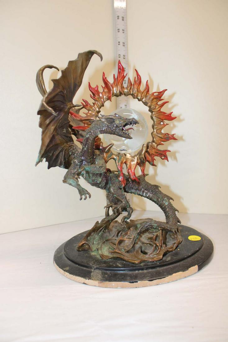 "The Dragon of Triumph Crystal Ball" bronze by Julie Bell, Franklin Mint, approx. 10"l x 8"w x 12"h (1 of 6)