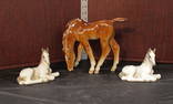 Vintage Lomonosov made in USSR porcelain figurines (3) horses, two laying, one standing