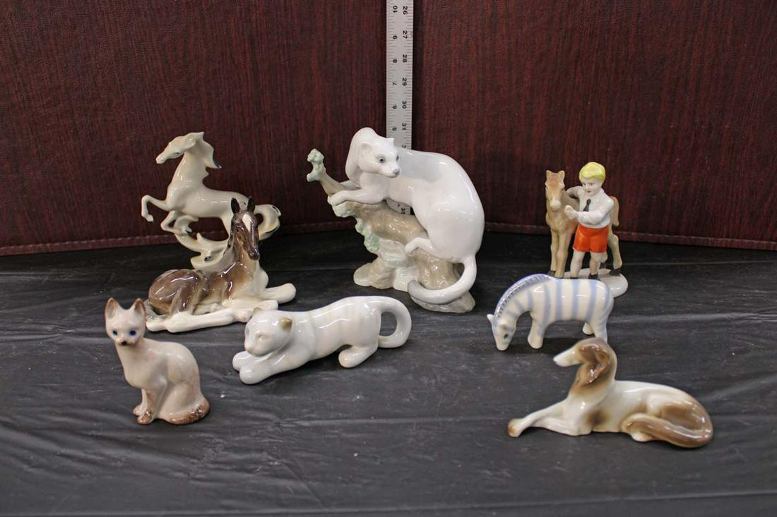 (8) vintage porcelain figurines of various sizes of animals (1 of 2)