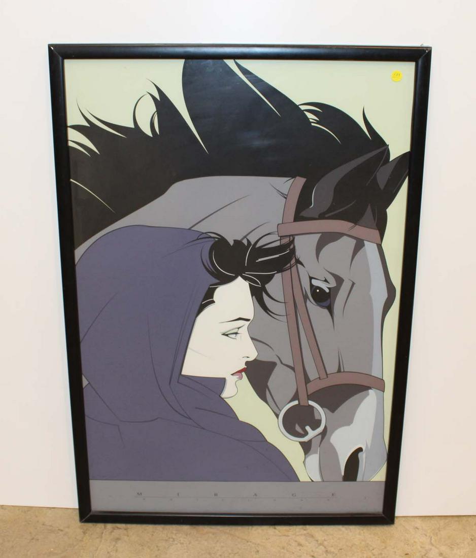 Large mid century print of horse and lady marked the Mirage Editions framed artwork (1 of 4)