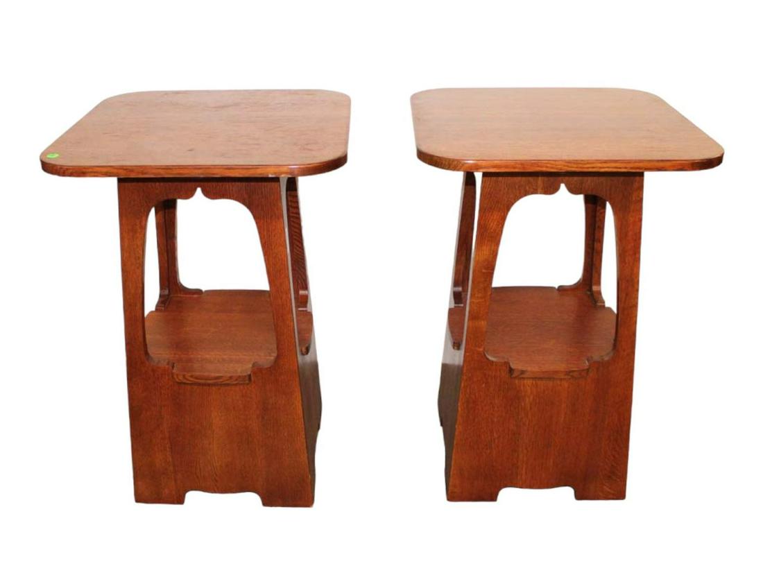 Fantastic pair of Stickley solid oak Arts and Crafts style lamp tables (1 of 6)