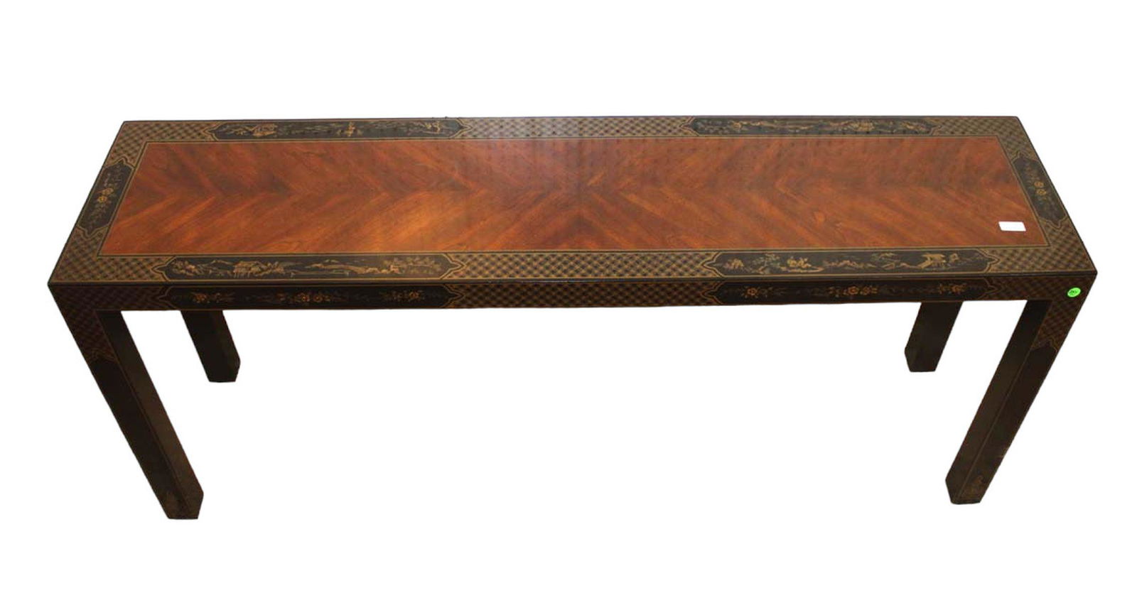 Drexel Asian inspired decoration walnut/paint deco sofa table (1 of 6)