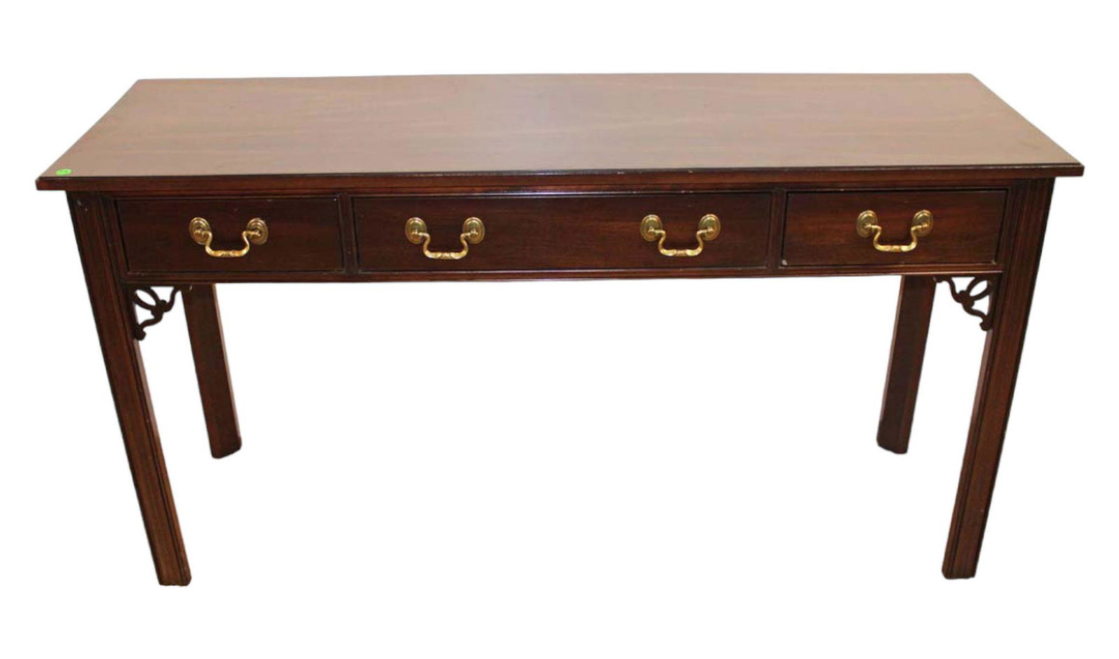 Ethan Allen solid cherry 3 drawer sofa table approx. 54" w x 17" d x 28" h (1 of 6)