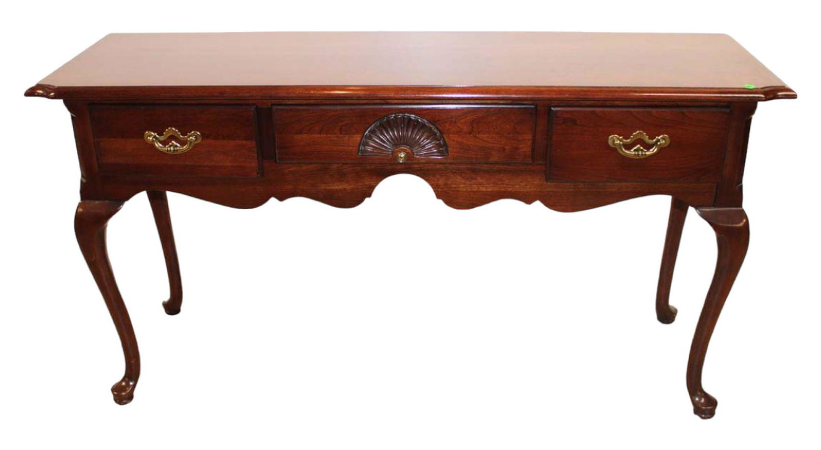 Thomasville queen Anne shell carved cherry sofa table approx. 52" w x 16" d x 27" h (1 of 6)