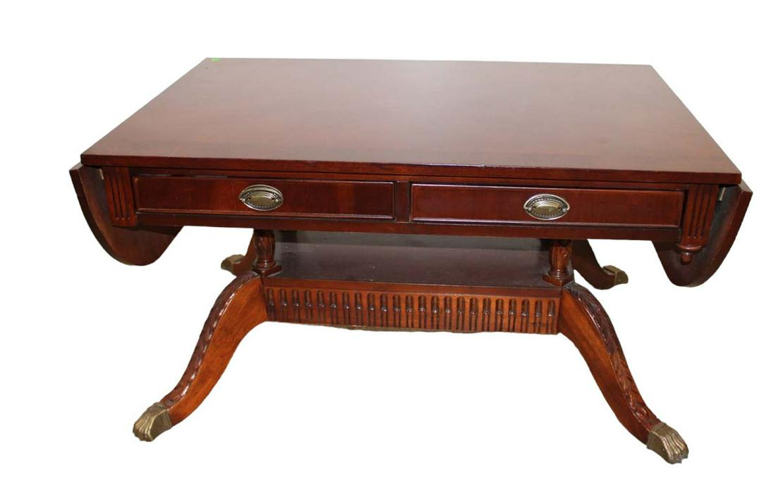 Contemporary mahogany Duncan Phyfe style drop side cocktail table (1 of 5)