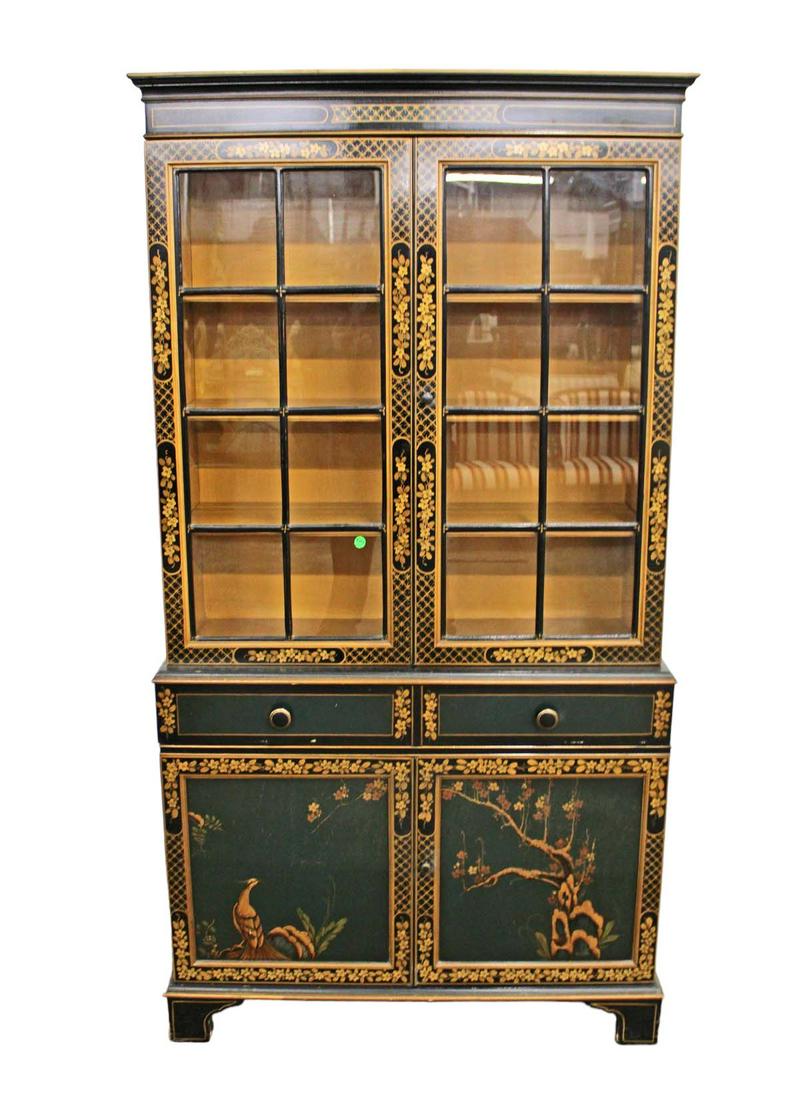 Vintage Asian decorated 1pc China Cabinet approx. 36" w x 14" d x 69" h (1 of 5)