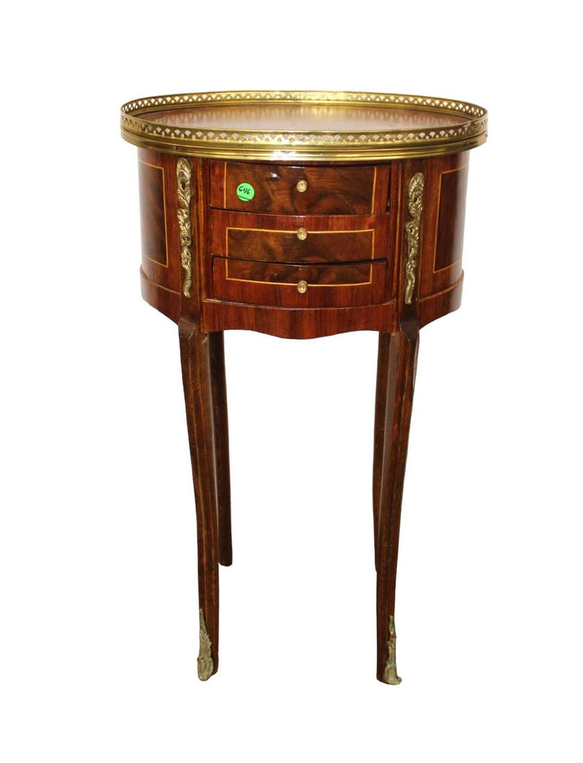 French style inlaid burl mahogany/walnut 3 drawer stand (1 of 5)
