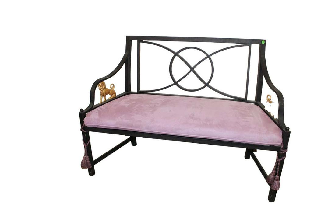 Nice iron decorator bench with sitting lion arms (1 of 5)