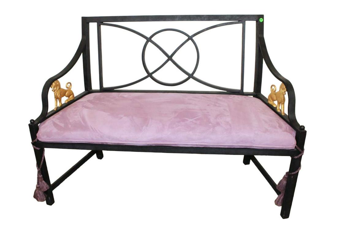Nice iron decorator bench with sitting lion arms (1 of 5)