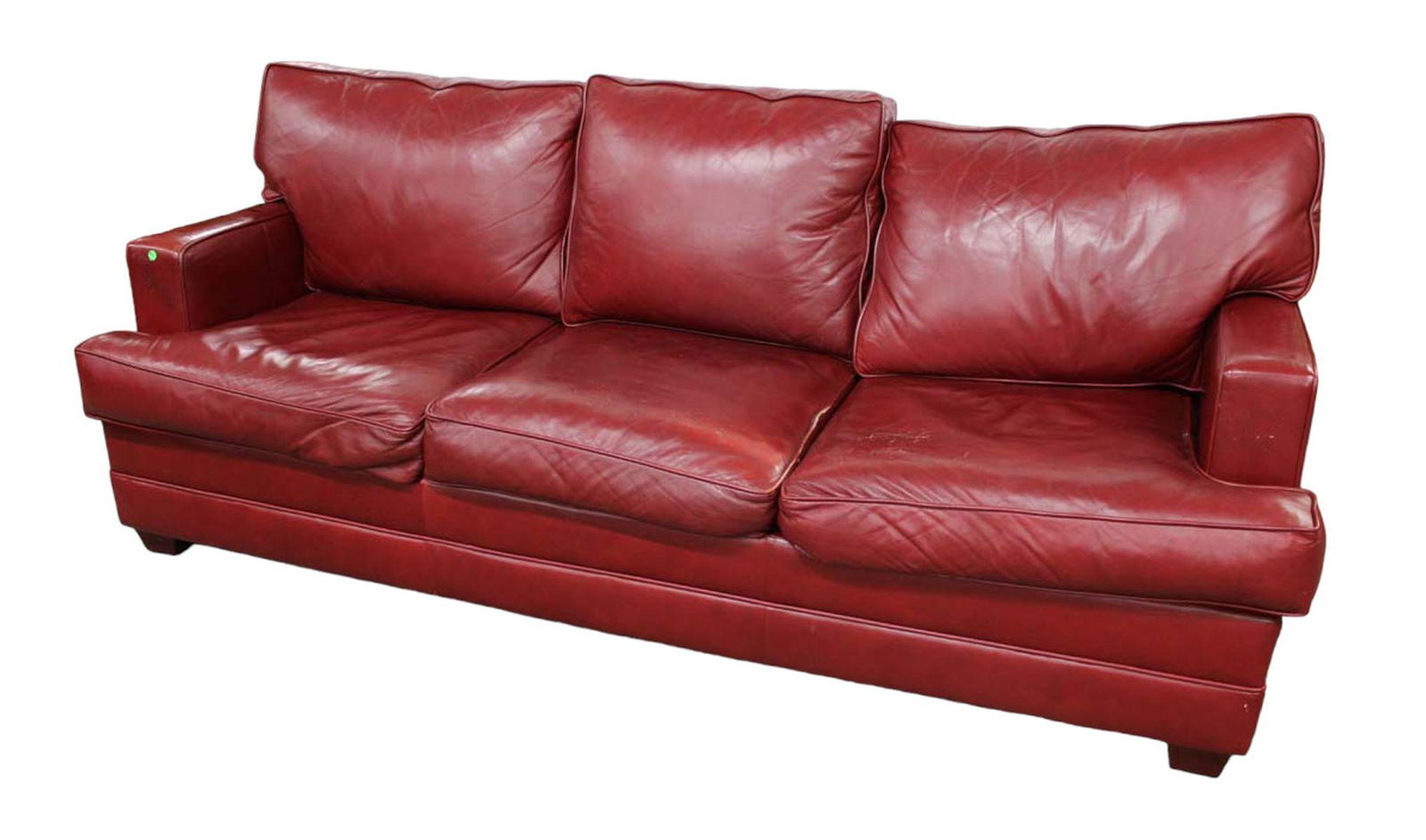 Decorator red leather 3 cushion sofa (1 of 5)
