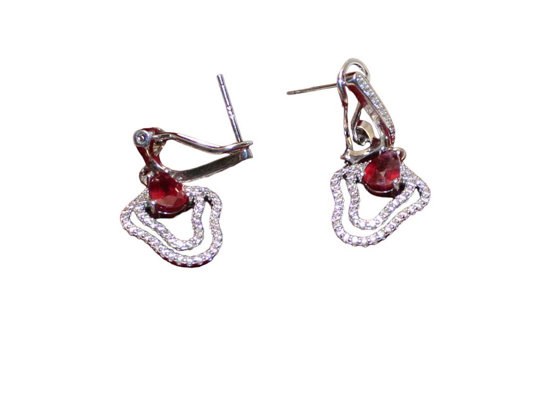 1.7ct Mozambique rubies and .4ct white sapphire sterling earrings (1 of 4)