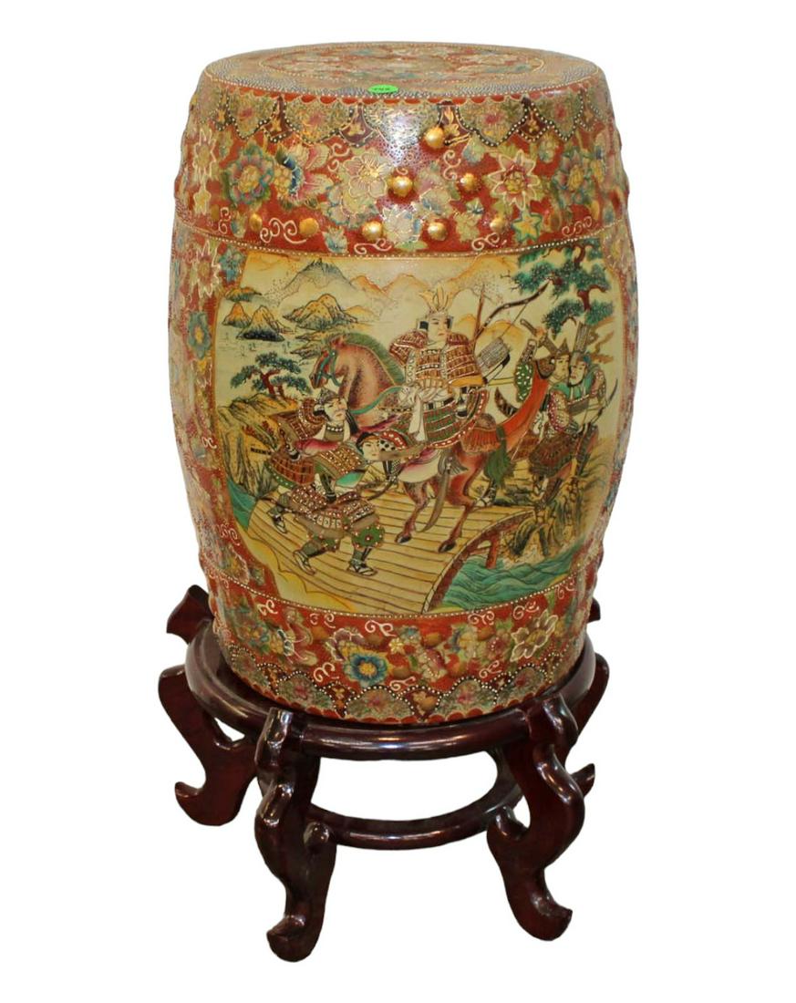 Asian garden stool on wooden base (1 of 5)