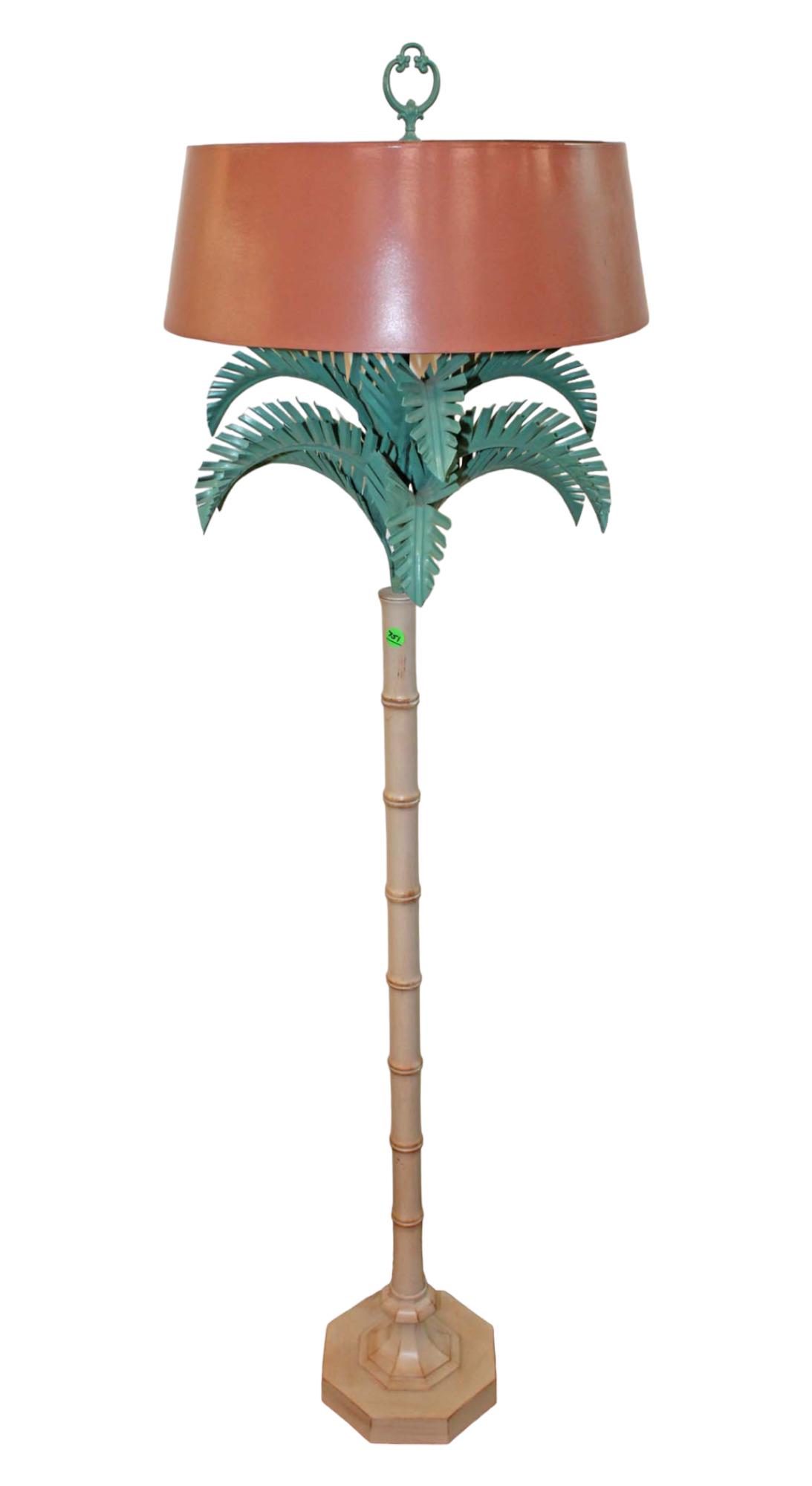 Mid century style palm tree style pole lamp with original shade (1 of 4)