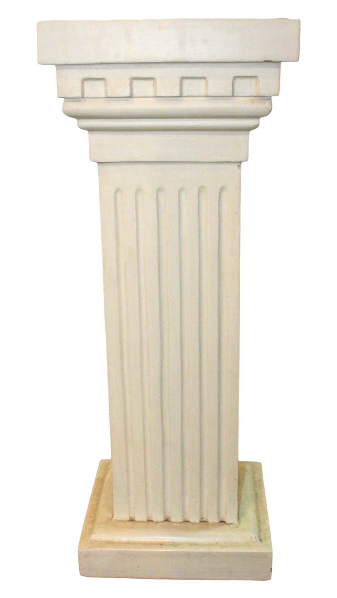 Composition fluted column pedestal approx. 12" w x 12" d x 31" h (1 of 3)