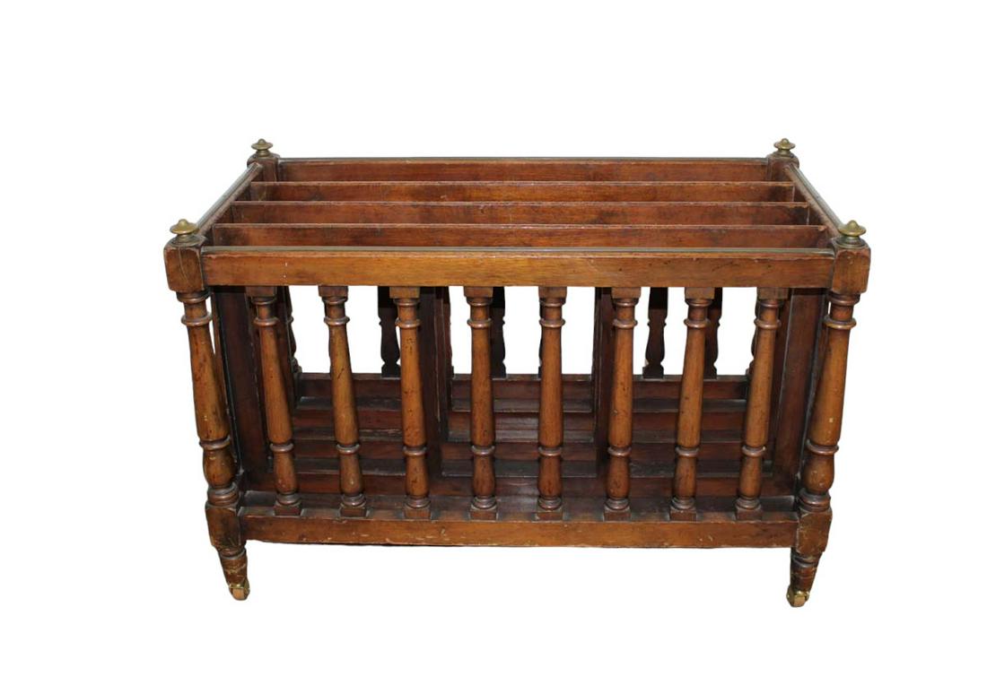 Solid mahogany Canterbury/magazine rack with brass accents (1 of 4)