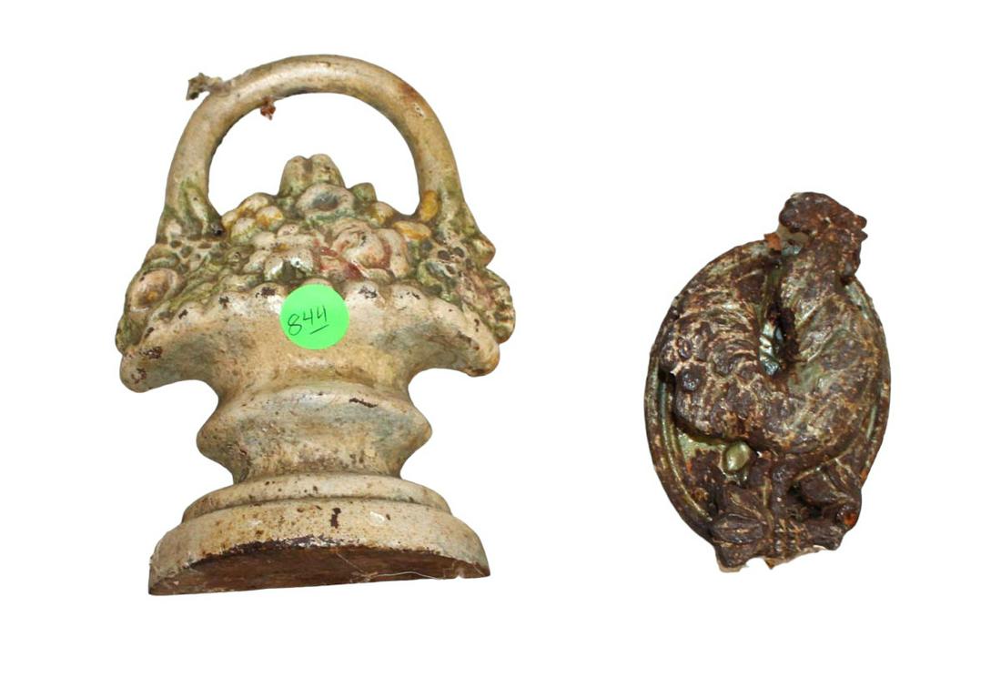 Cast iron flower door stop with cast iron rooster door knocker (1 of 4)