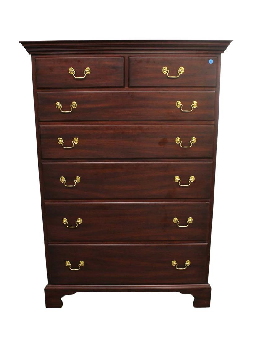 Beautiful Henkel Harris solid mahogany 7 drawer high chest in good condition (1 of 7)
