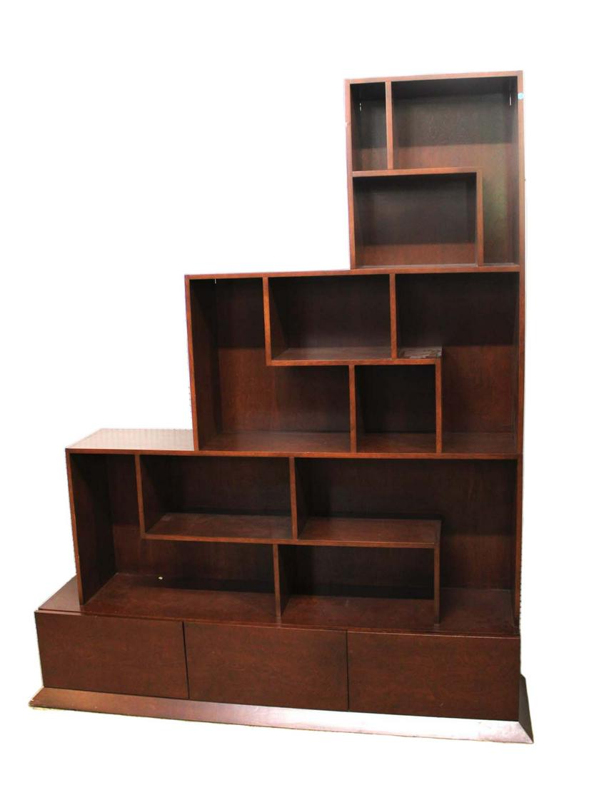 Modern design 2pc multi shelf step style etagere curio in the rosewood finish (1 of 3)