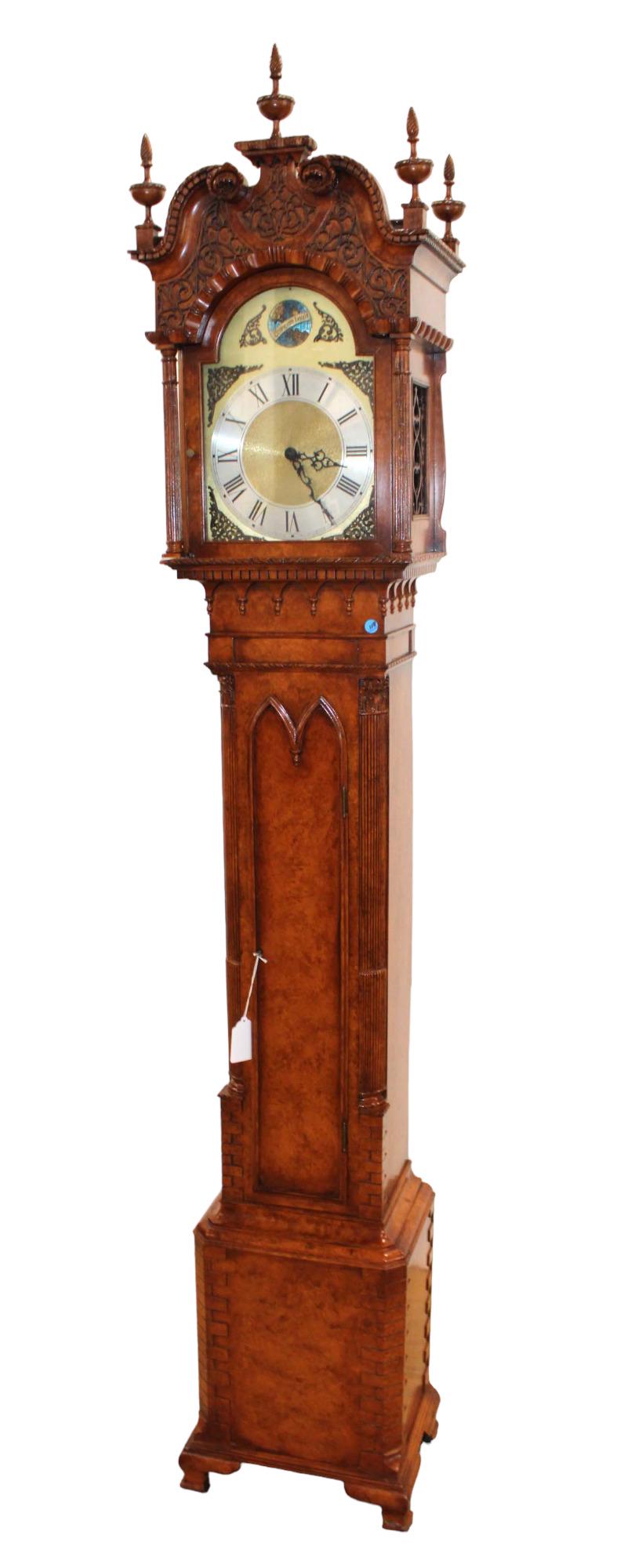 Contemporary burl walnut finish decorator West Germany Tall case grandfather clock (1 of 14)