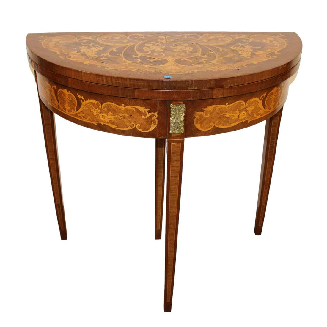 French style flip top inlay game table with hidden drawer and some finish loss (1 of 7)