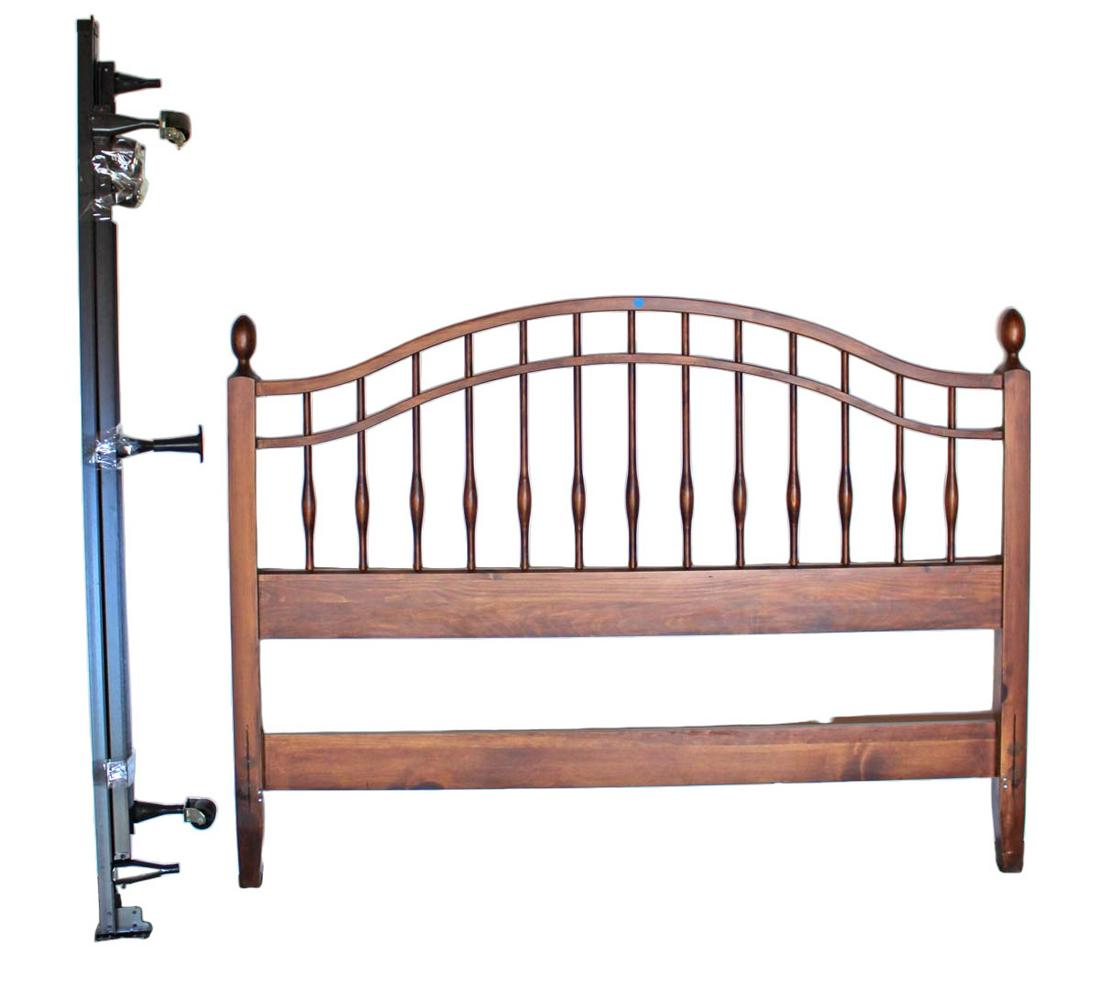 Pine wood cherry finish headboard with Hollywood frame (1 of 3)