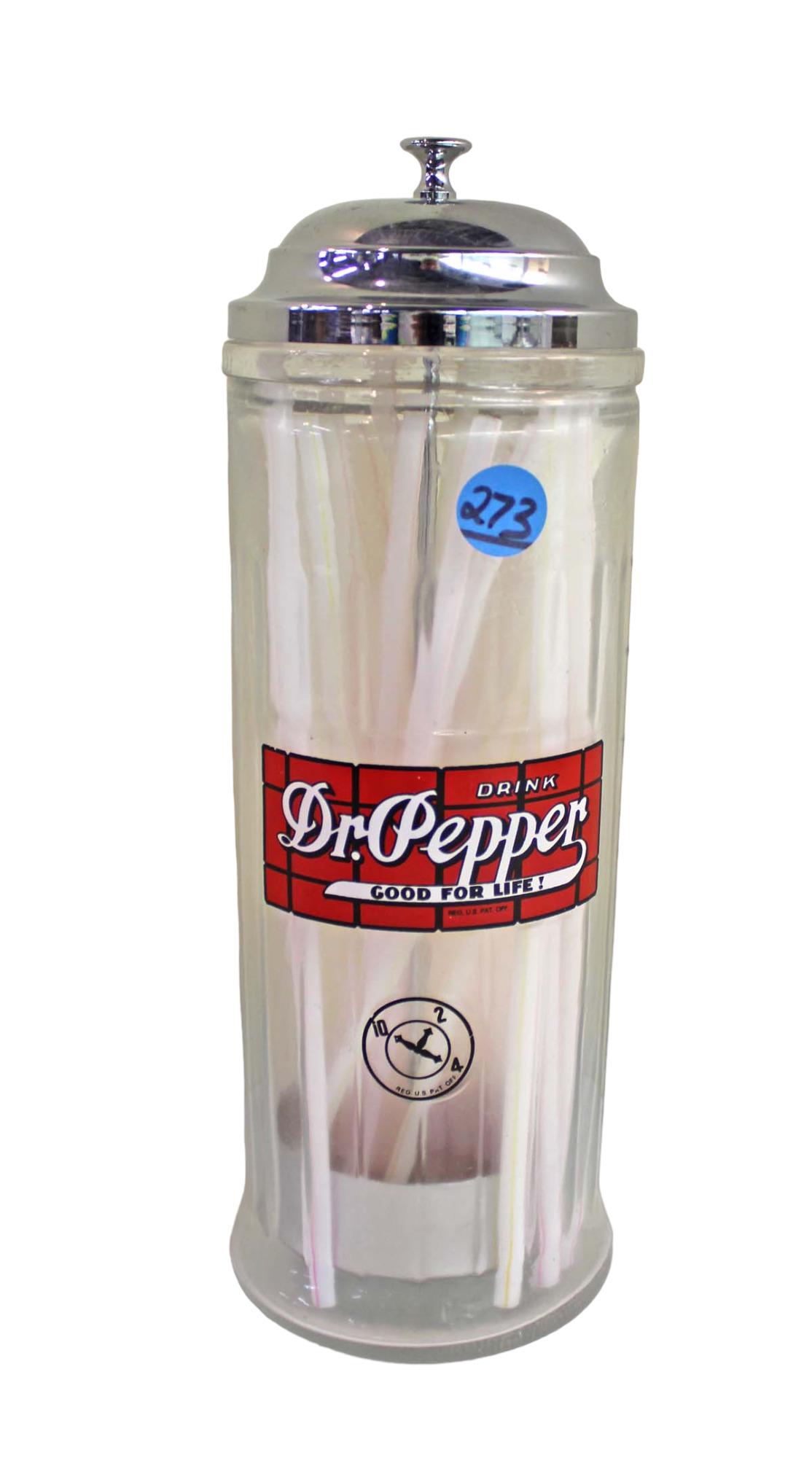 Vintage advertisement Dr. Pepper glass straw holder (1 of 3)